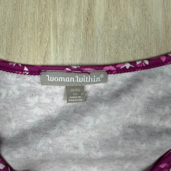 Woman Within Floral Button Up Empire Waist Pockets Midi Dress Plus 5X 38/40 - Picture 11 of 16